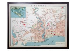 A VERY LARGE REPRODUCTION MAP OF SINGAPORE CITY