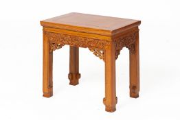 A CHINESE CARVED WOOD STOOL