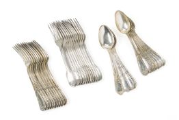 A GROUP OF FRENCH SILVER PLATED TABLE FORKS AND FORKS