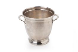 A SILVER PLATED TWIN HANDLED WINE COOLER