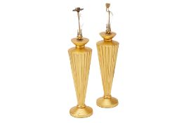 A PAIR OF GILT PAINTED TABLE LAMPS