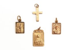 A GROUP OF FOUR GOLD PENDANTS