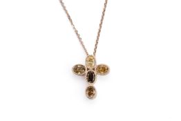 A CROSS SHAPED DIAMOND PENDANT NECKLACE