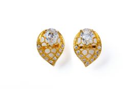 A PAIR OF DIAMOND EARRINGS