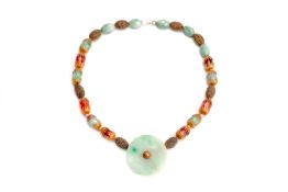 A JADE, AMBER AND HARDSTONE NECKLACE
