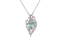 A PARAIBA TOURMALINE AND DIAMOND PENDANT ON ADJUSTABLE CHAIN