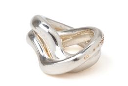 A CHANEL STERLING SILVER PUZZLE RING