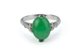 A JADE CABOCHON RING