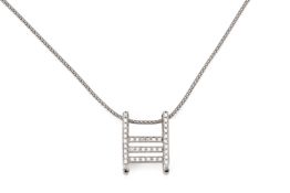 A DIAMOND LADDER FORM PENDANT ON CHAIN