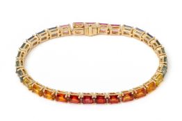 A MULTICOLOURED SAPPHIRE TENNIS BRACELET