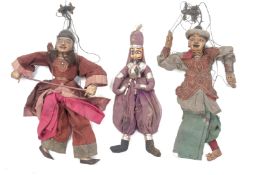 THREE BURMESE CARVED WOOD PUPPETS
