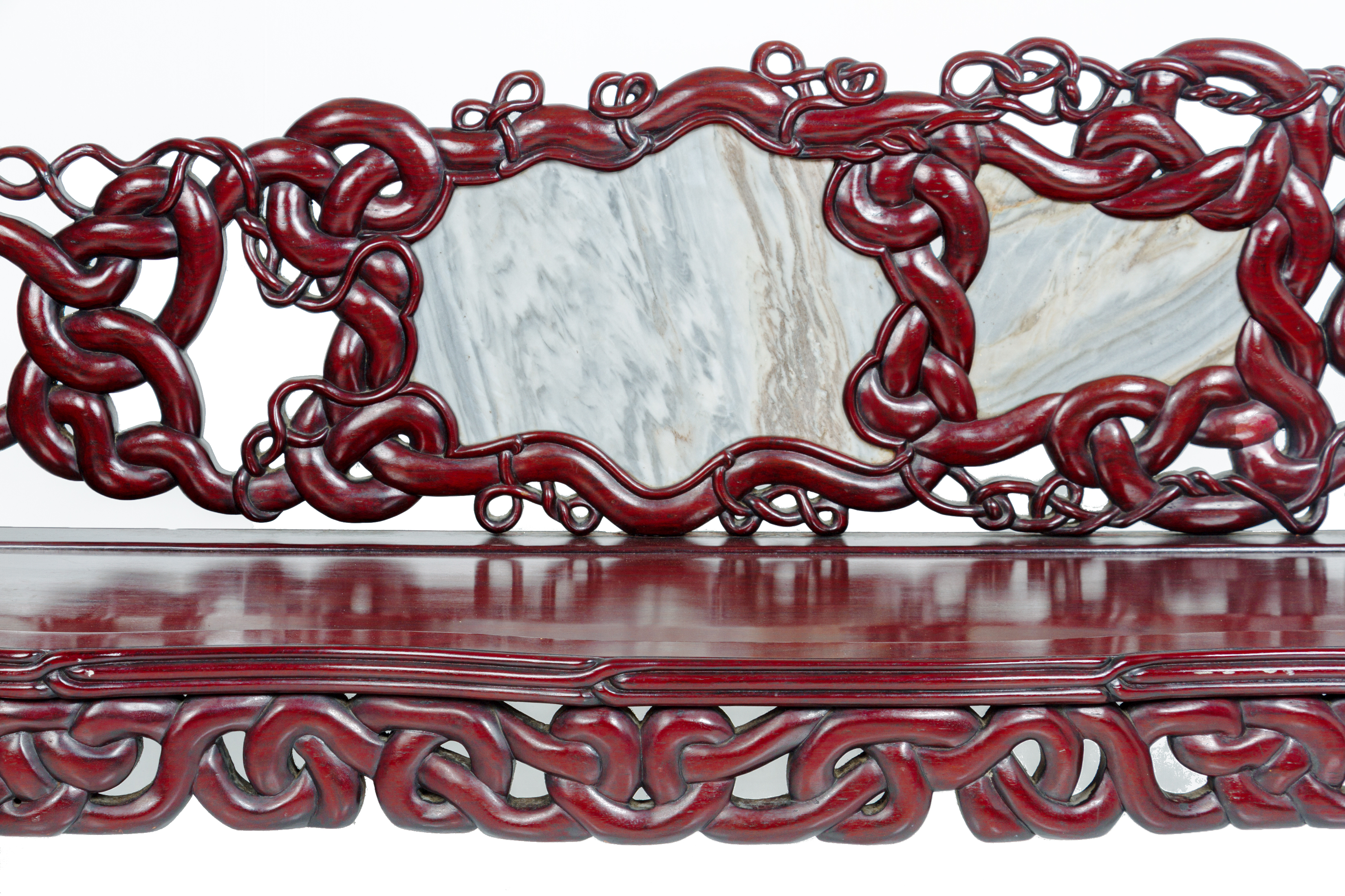 A CHINESE MARBLE INSET CARVED ROSEWOOD SOFA - Image 3 of 4