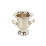 A TWIN HANDLED SILVER PLATED WINE COOLER