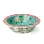 A MODERN PERANAKAN STYLE TURQUOISE GROUND BASIN