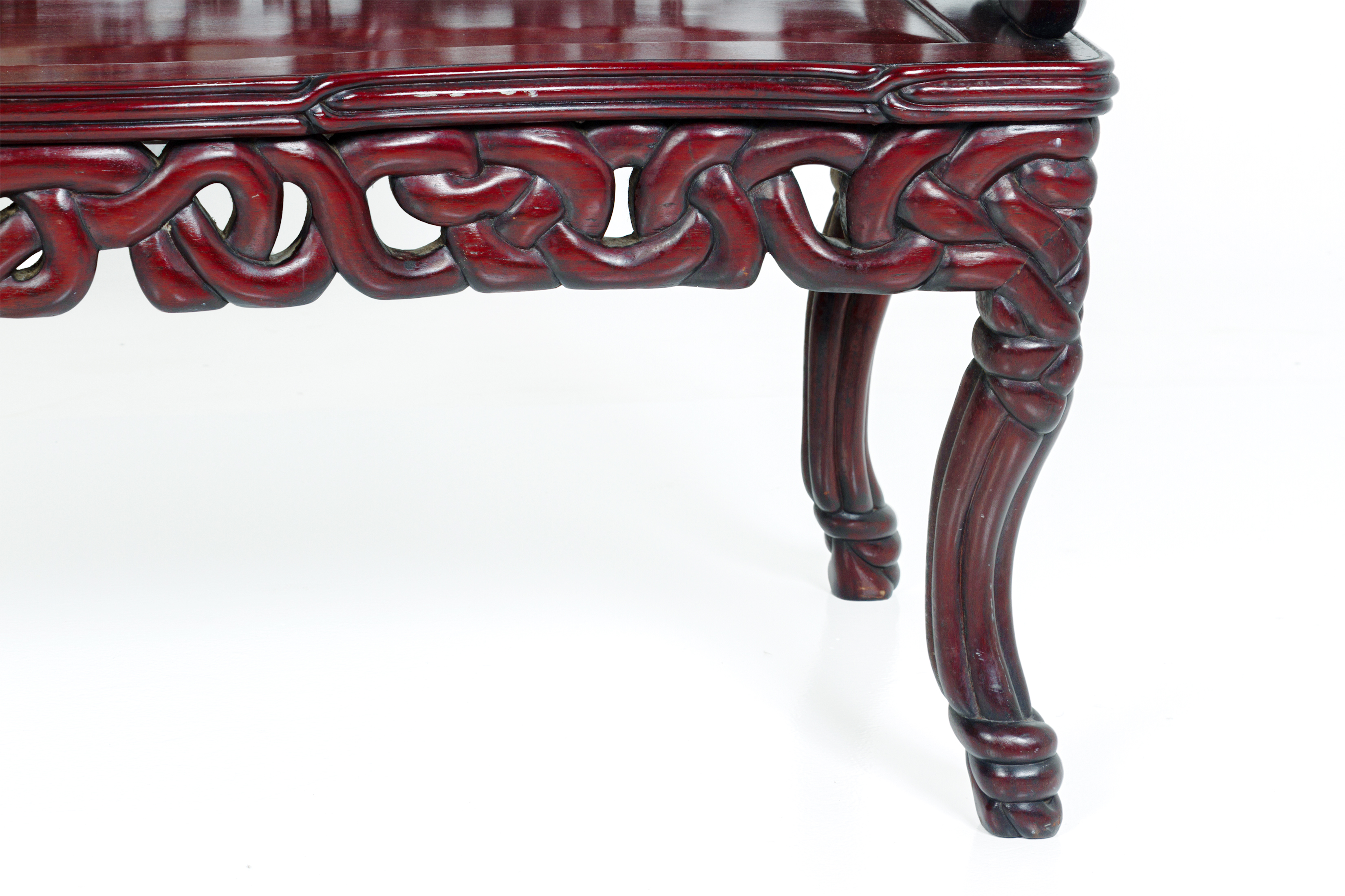 A CHINESE MARBLE INSET CARVED ROSEWOOD SOFA - Image 4 of 4