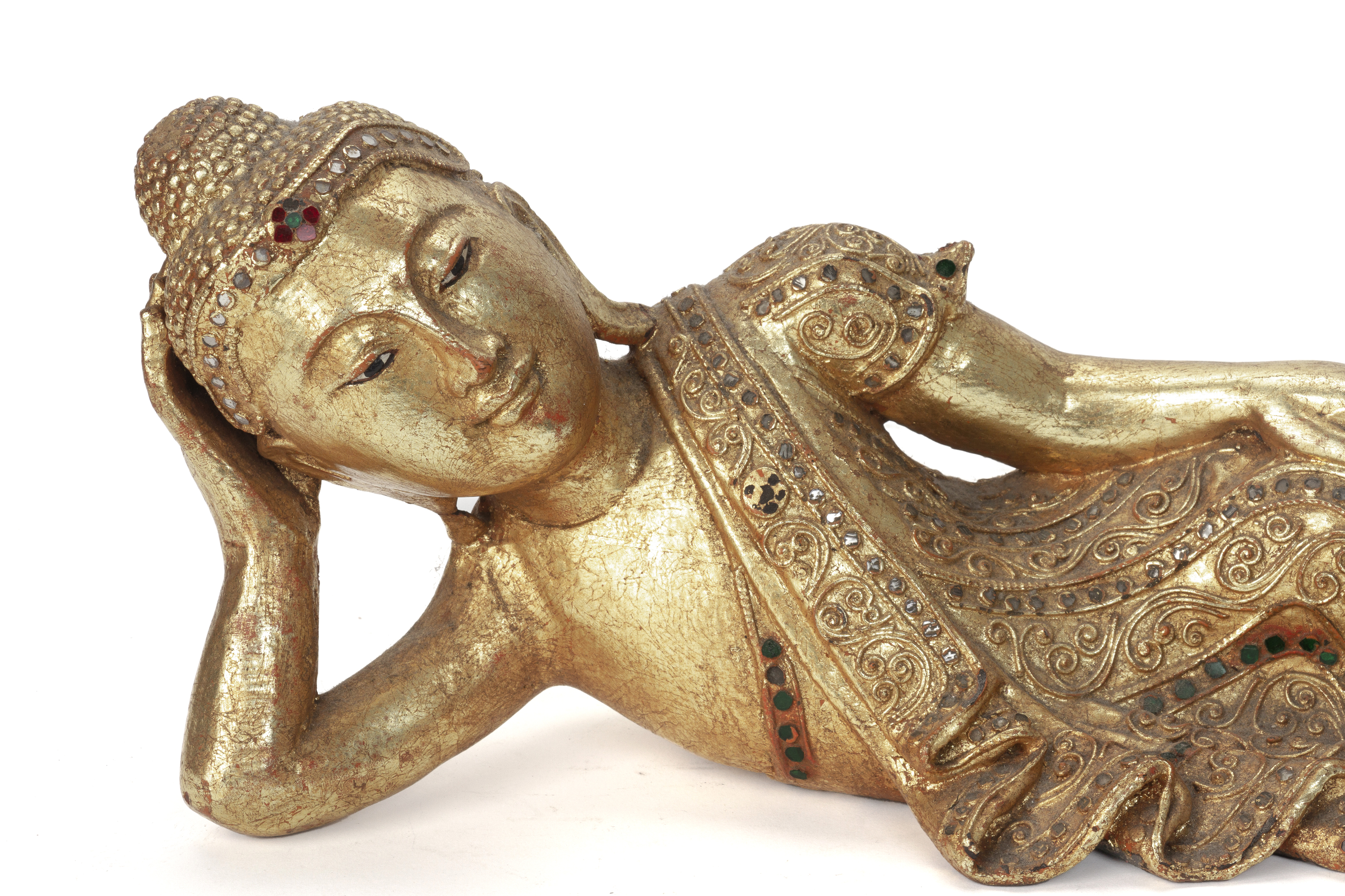 TWO SOUTHEAST ASIAN CARVED GILT WOOD BUDDHAS - Image 3 of 3