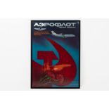 A VINTAGE AEROFLOT AIRLINE ADVERTISING POSTER