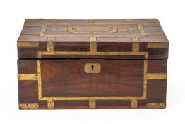 AN ANGLO INDIAN BRASS BOUND ROSEWOOD BOX