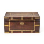 AN ANGLO INDIAN BRASS BOUND ROSEWOOD BOX