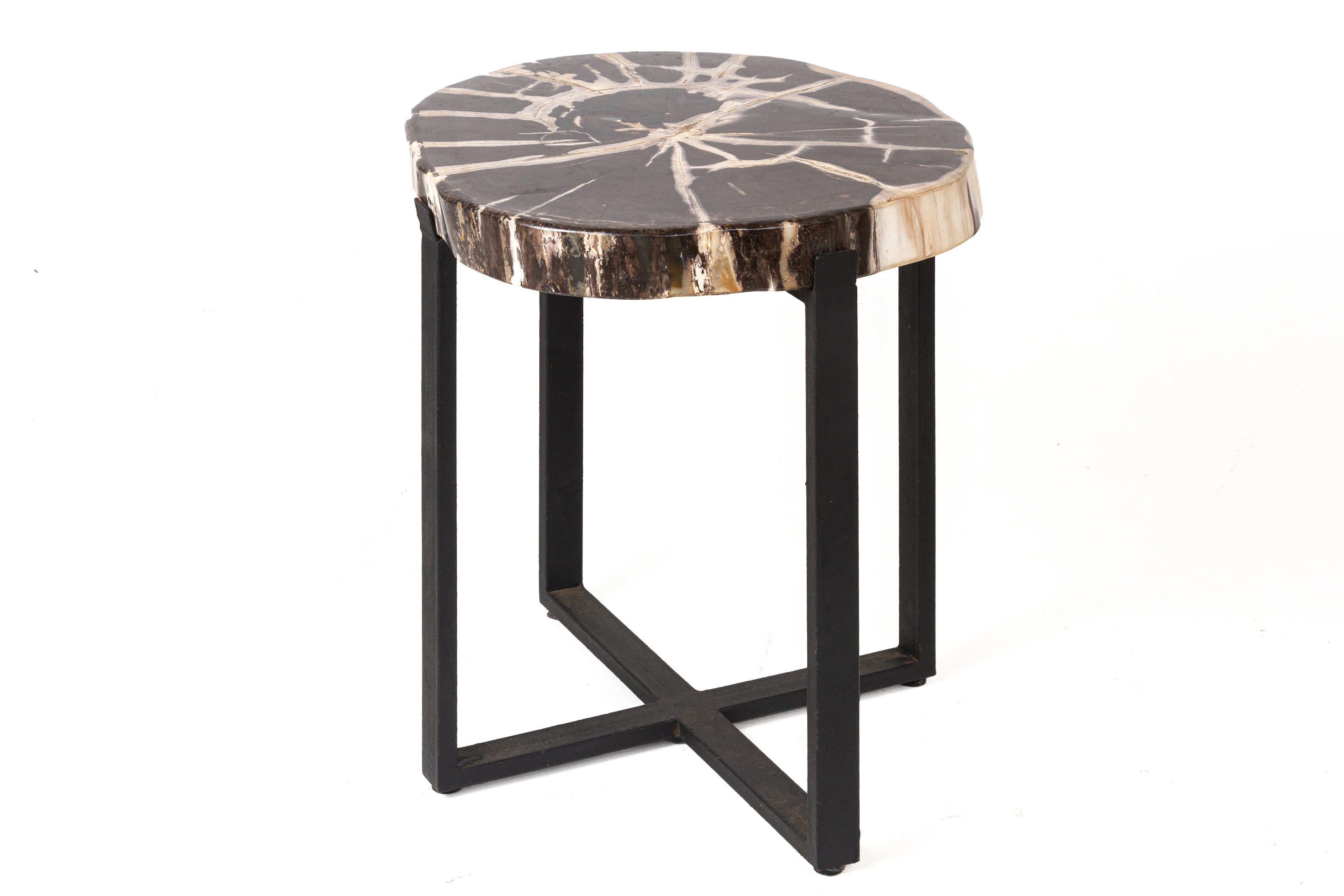 A PETRIFIED WOOD SIDE TABLE