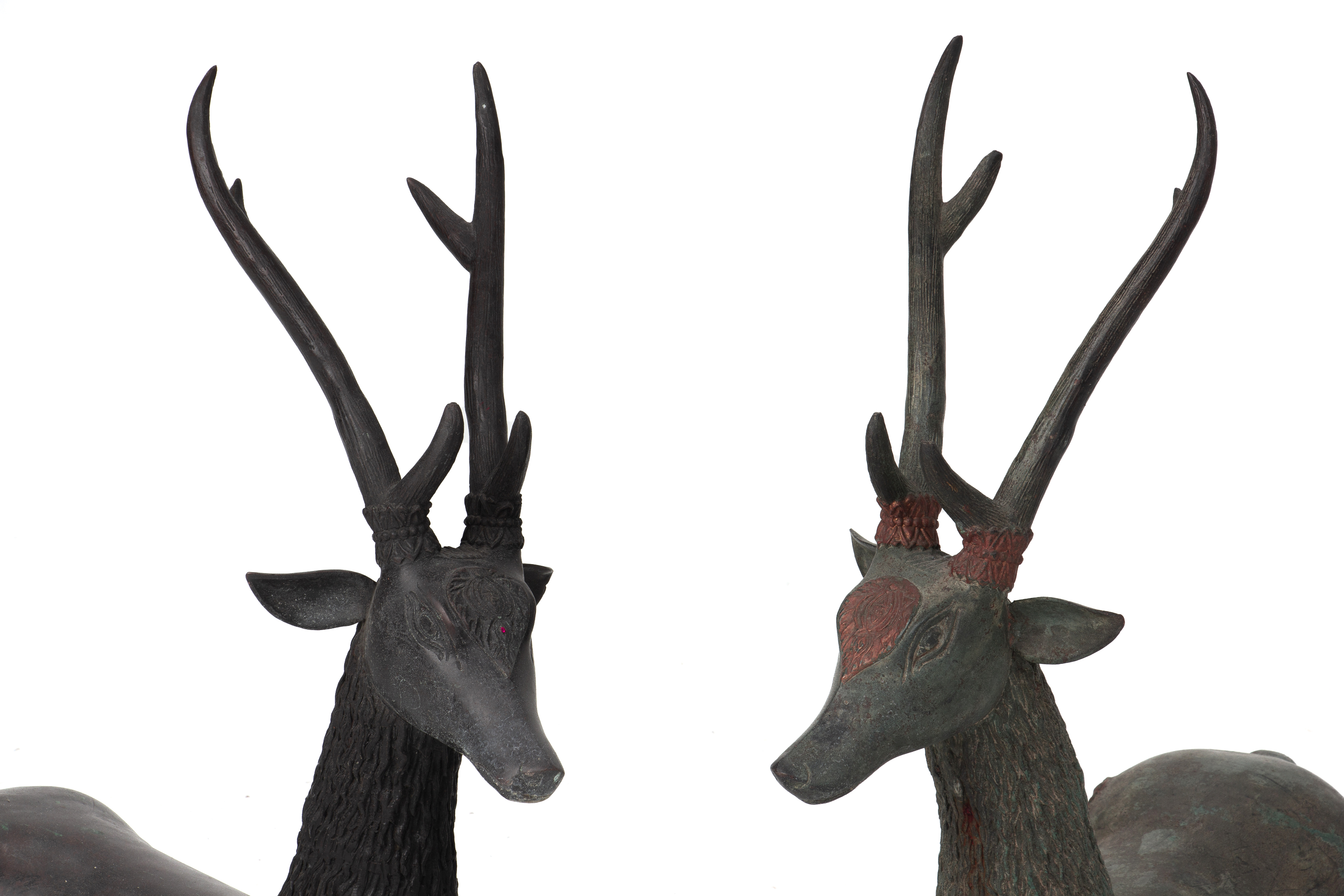 A PAIR OF CAST METAL MODELS OF STAGS - Image 4 of 4