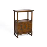 A SMALL ORIENTAL BRASS MOUNTED SIDE CABINET
