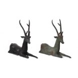 A PAIR OF CAST METAL MODELS OF STAGS