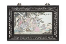 A CHINESE FAMILLE ROSE PORCELAIN PLAQUE