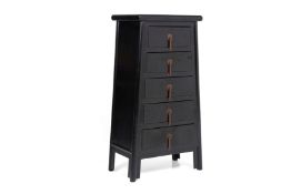 A CHINESE BLACK LACQUER CHEST OF DRAWERS