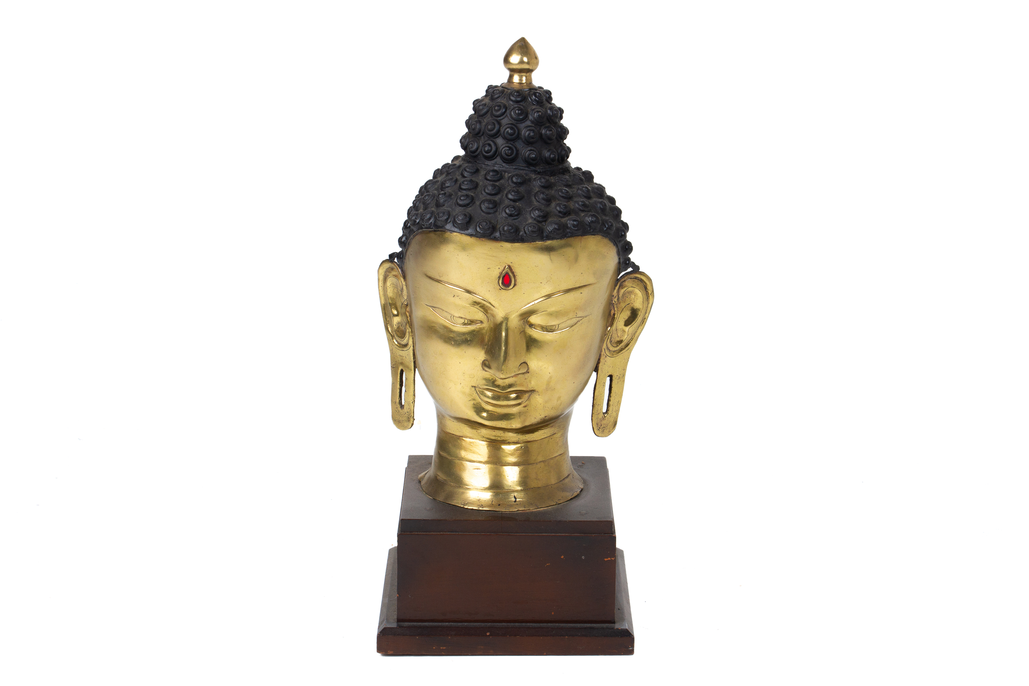 A POLISHED BRONZE BUDDHA HEAD - Image 2 of 3