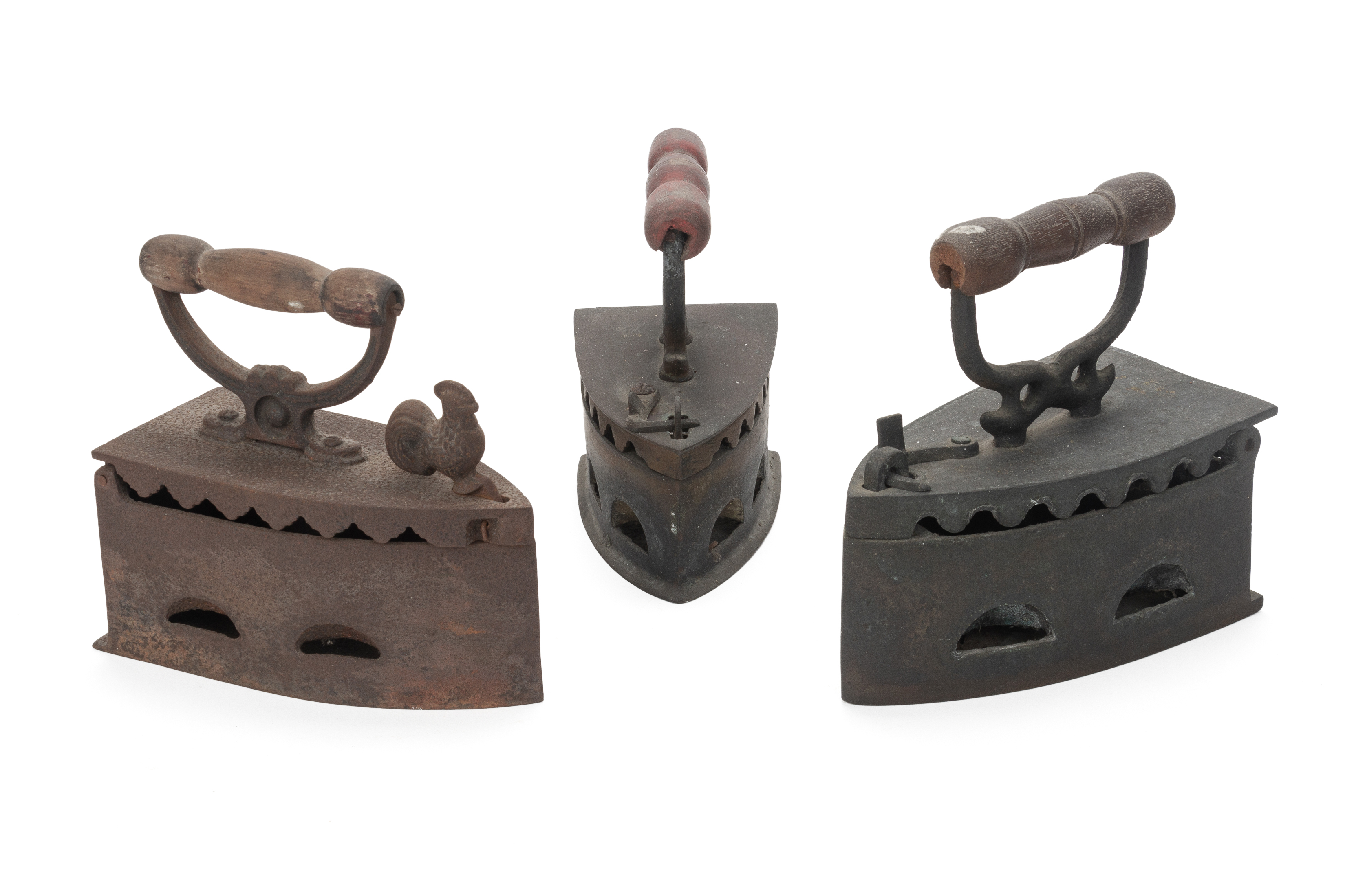 THREE CHINESE CAST IRON IRONS - Image 3 of 3