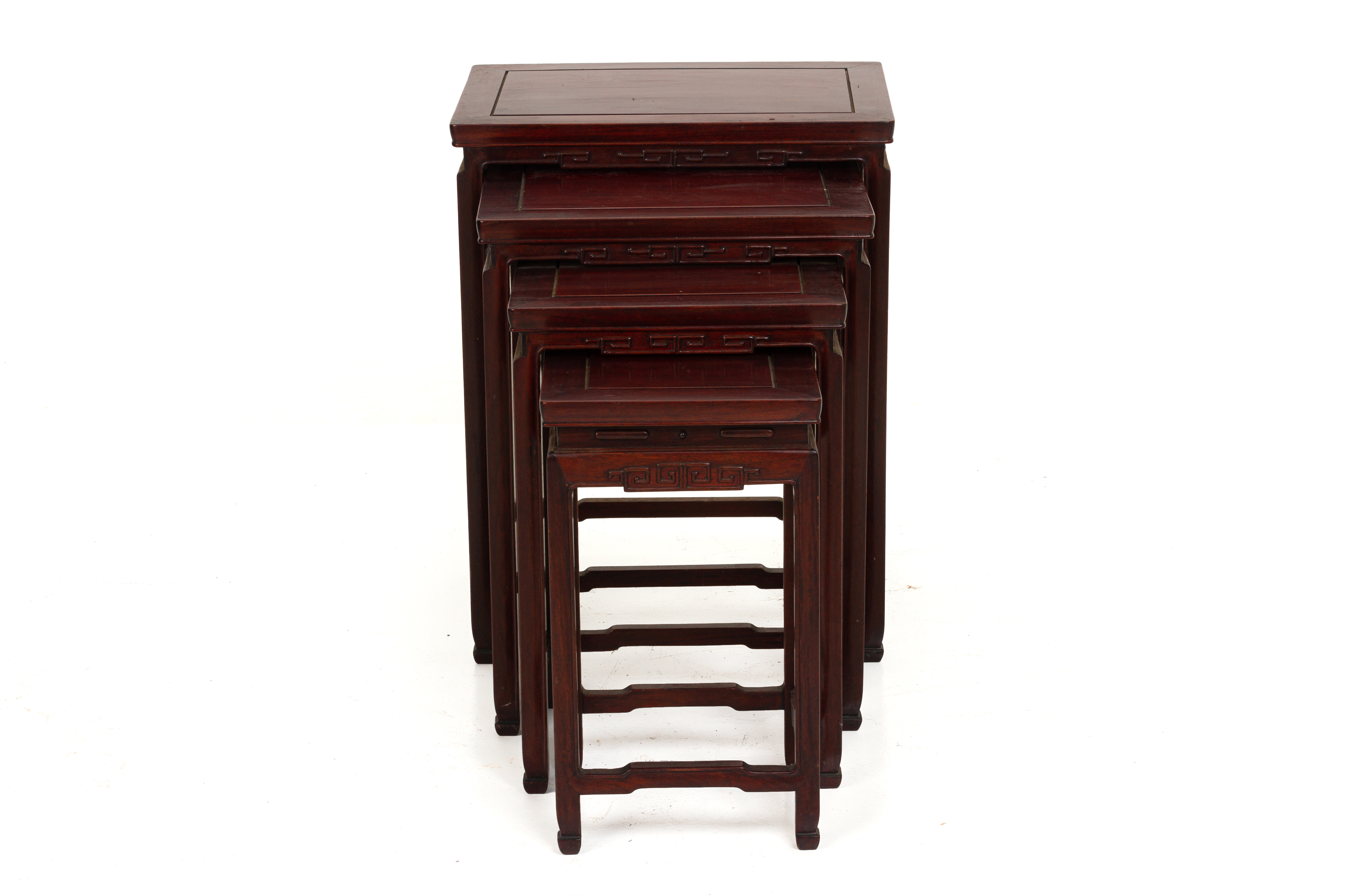 A SET OF FOUR HARDWOOD NESTING TABLES - Image 3 of 3