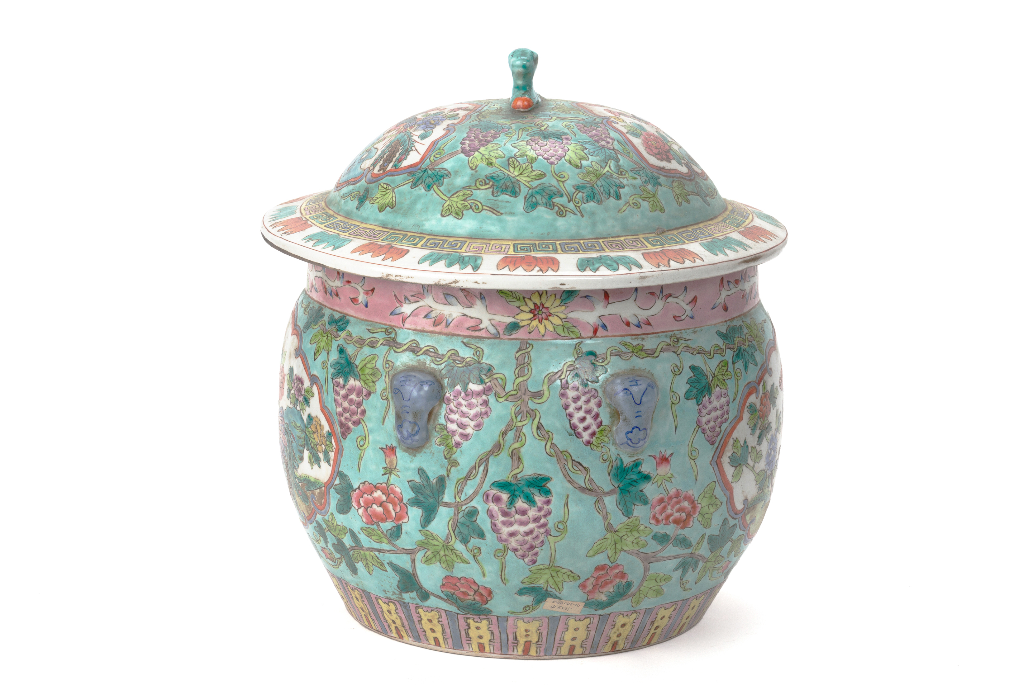 A LARGE TURQUOISE GROUND MODERN PERANAKAN STYLE KAMCHENG - Image 2 of 4
