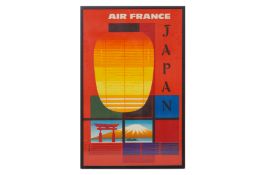 A VINTAGE AIR FRANCE JAPAN TRAVEL POSTER C.1959