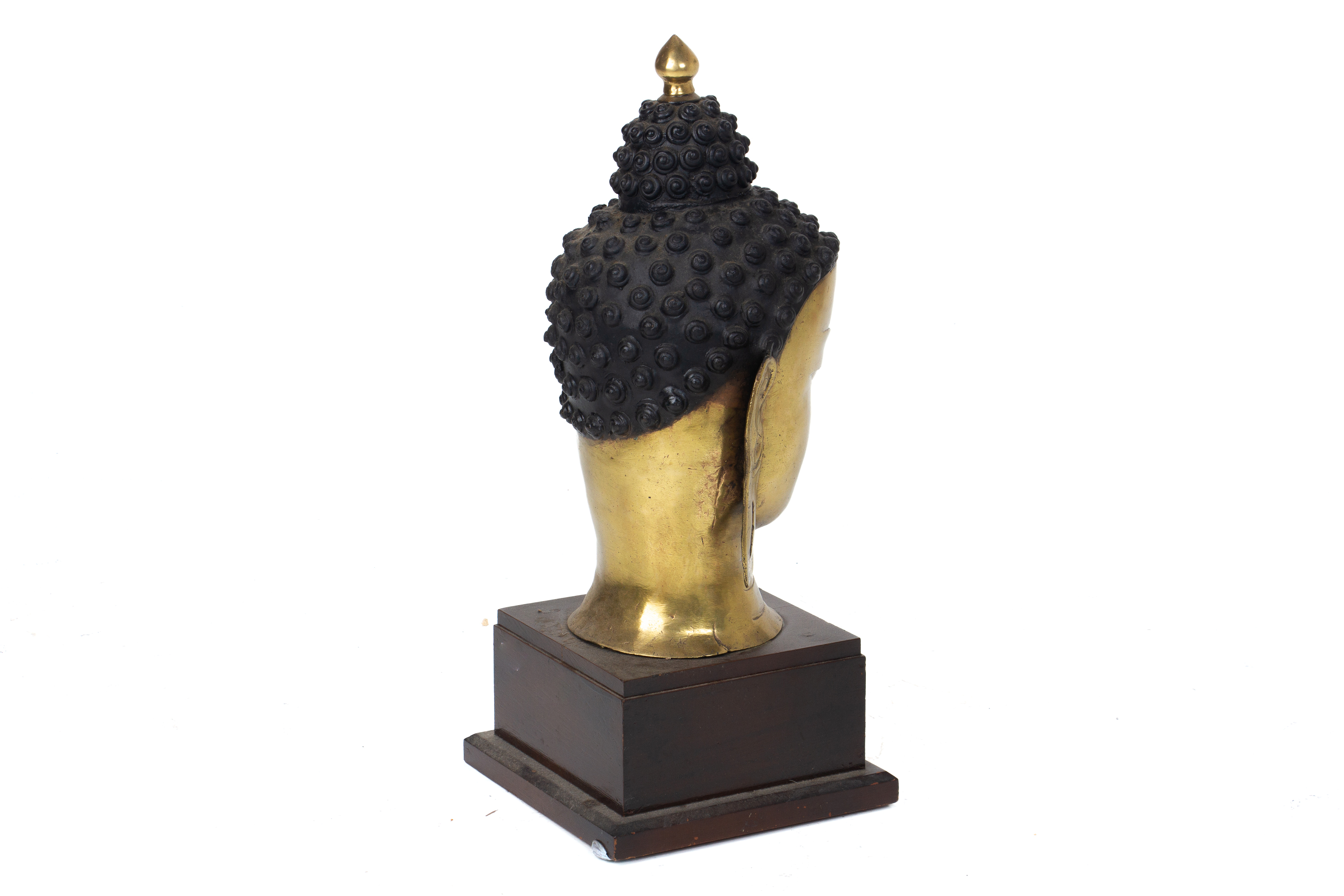 A POLISHED BRONZE BUDDHA HEAD - Image 3 of 3