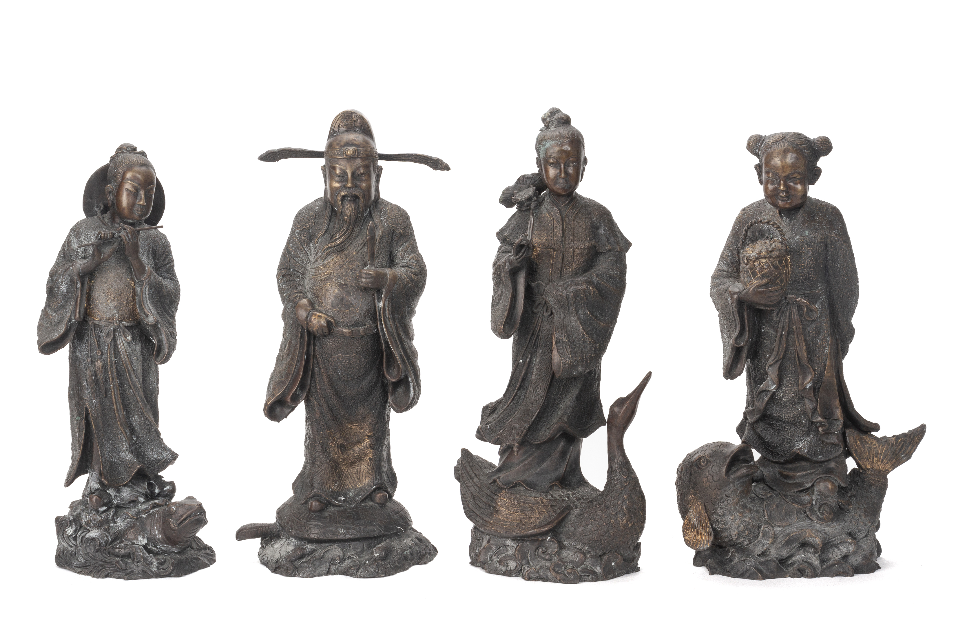 A SET OF EIGHT CAST BRONZE FIGURES OF IMMORTALS - Image 3 of 3