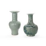 TWO LARGE CHINESE CELADON VASES
