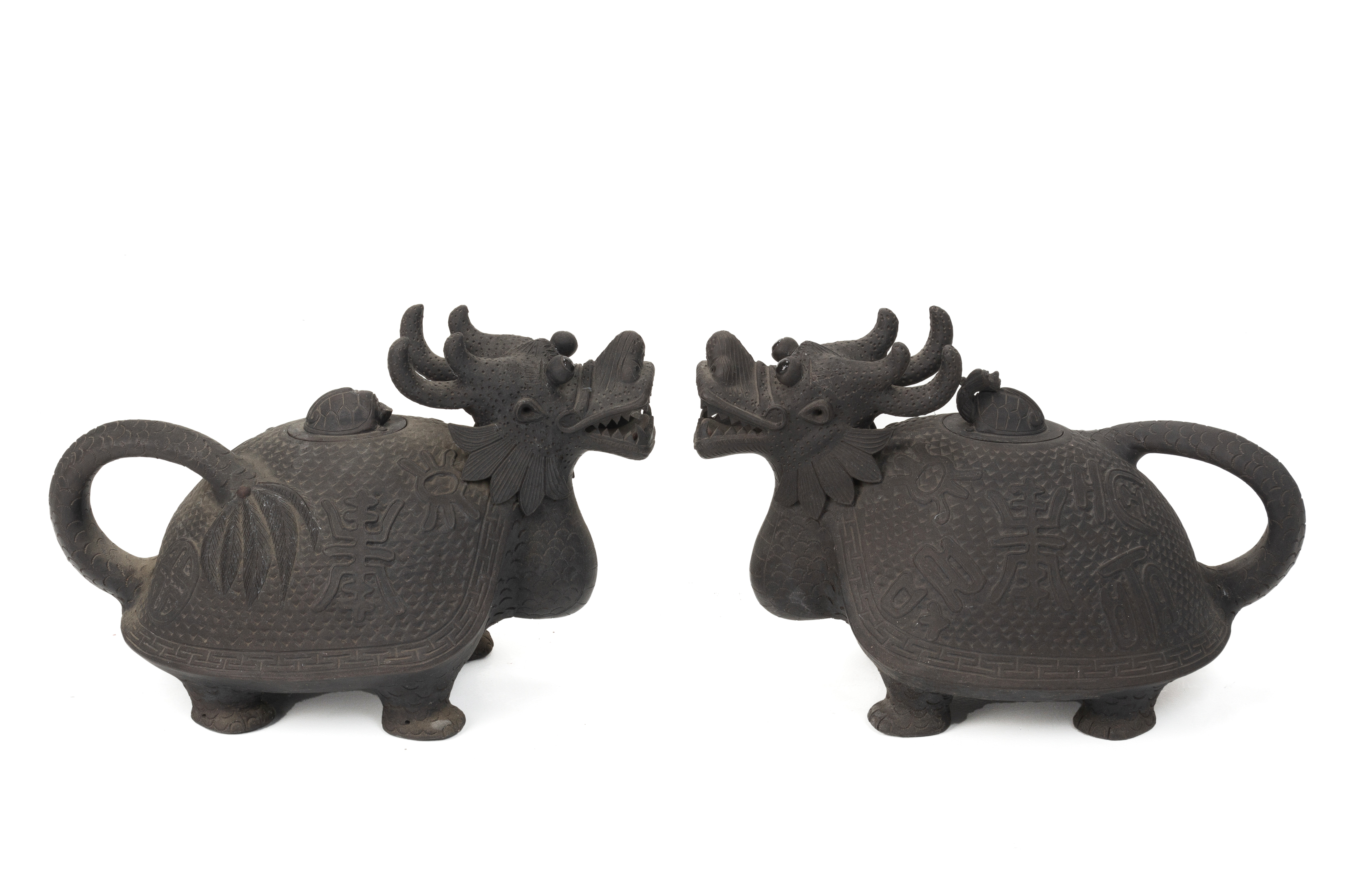 A PAIR OF POTTERY MODELS OF MYTHICAL BEASTS - Image 7 of 14