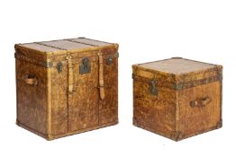 TWO SIMILAR LEATHER CHESTS