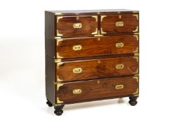 A BRASS BOUND ROSEWOOD CAMPAIGN CHEST