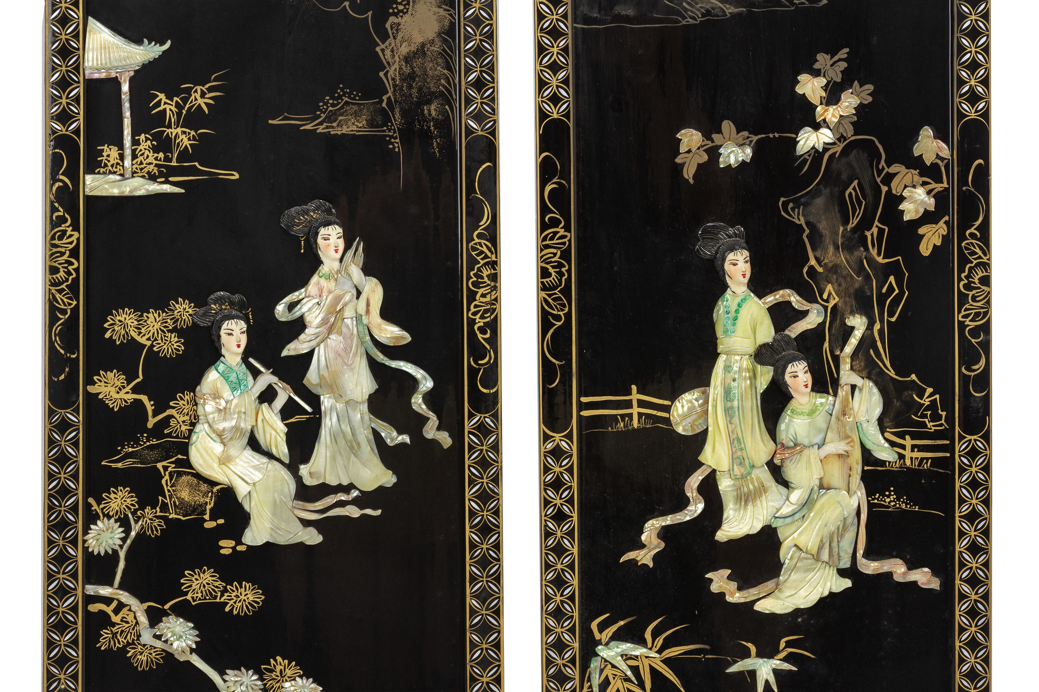 A SET OF FOUR LACQUER WALL PANELS - Image 3 of 3