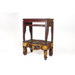 A CARVED AND PARCEL GILT 'SAM KAI' TWO PART ALTAR TABLE