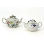 TWO GLOBULAR SHAPED PORCELAIN TEAPOTS