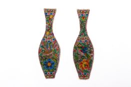 A PAIR OF BEADED VASE SHAPED PANELS