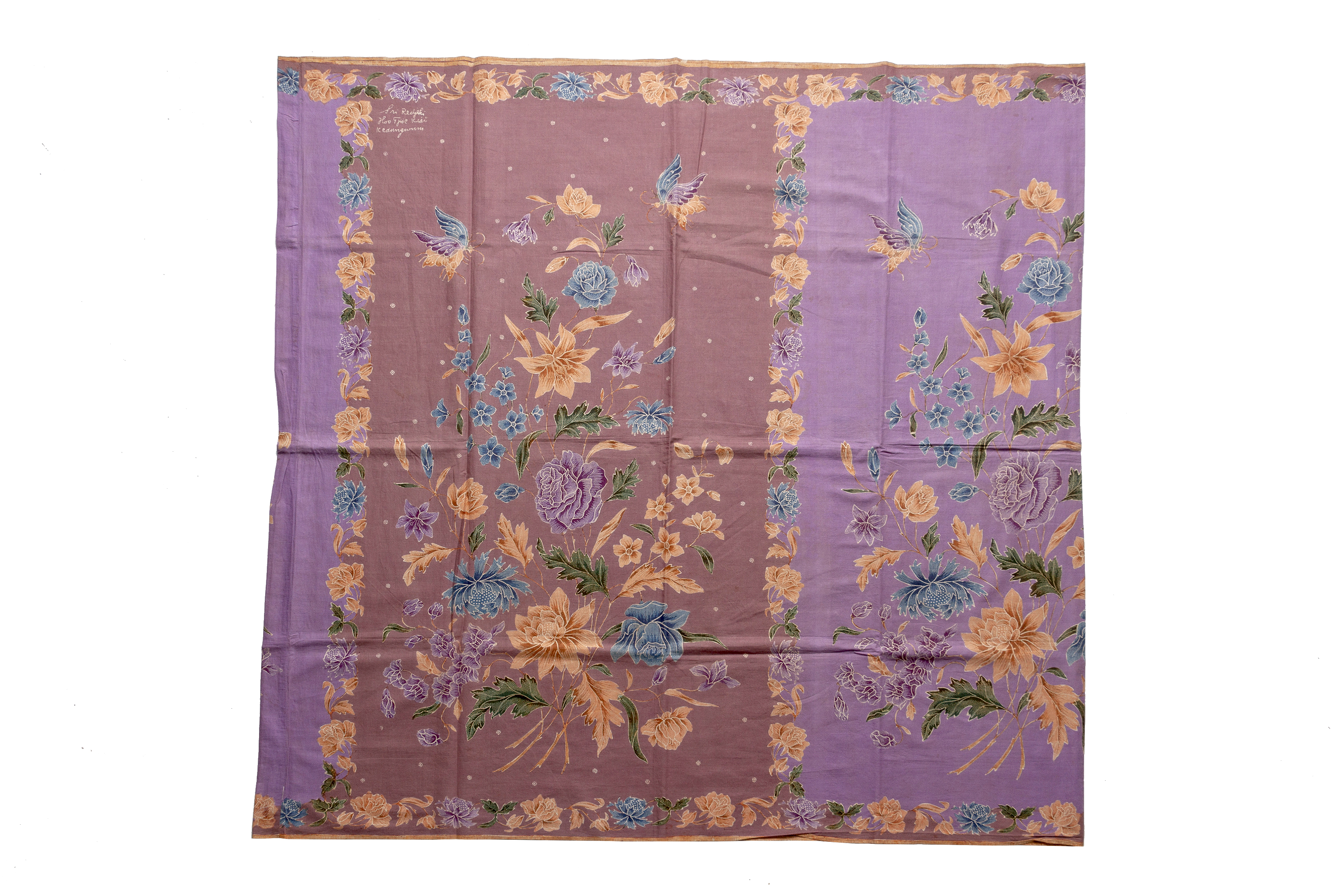 A SIGNED BATIK FLORAL SARONG