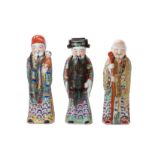 A SET OF THREE PORCELAIN FU LU SHOU FIGURES