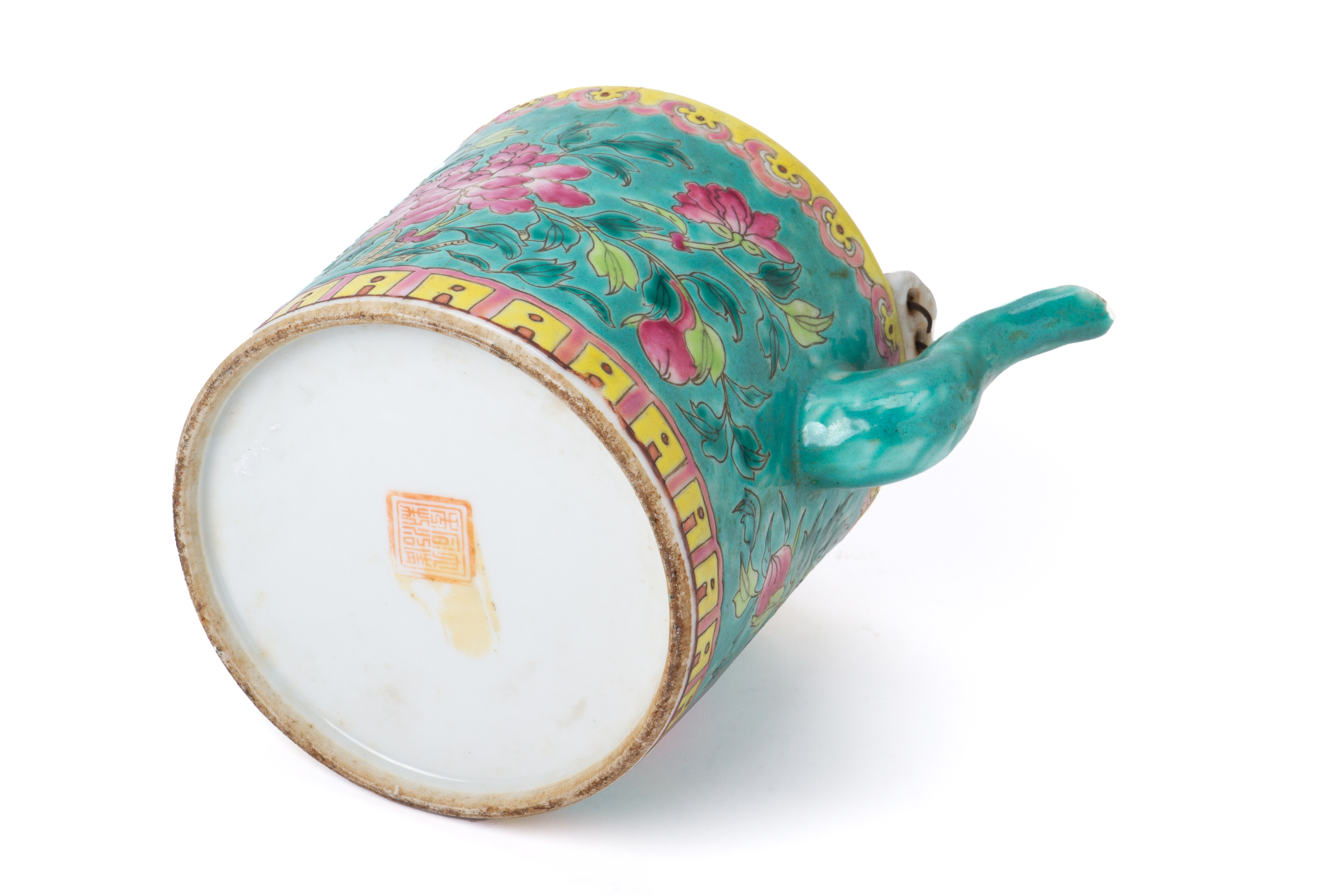 A TURQUOISE GROUND FAMILLE ROSE TEAPOT - Image 4 of 5