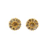 A PAIR OF DIAMOND INTAN CLUSTER STUD EARRINGS