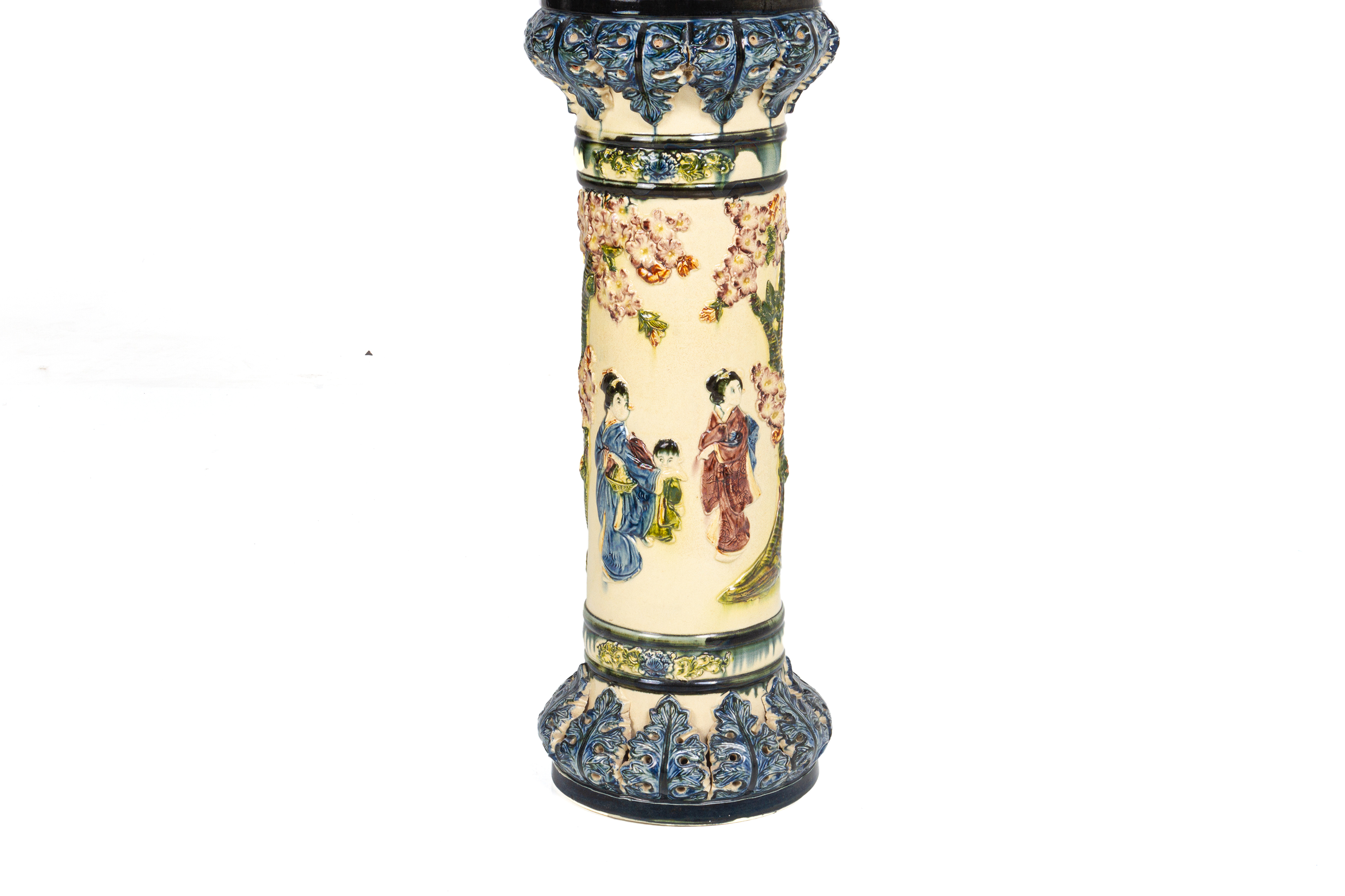 A JAPANESE POTTERY JARDINIERE ON STAND - Image 3 of 3