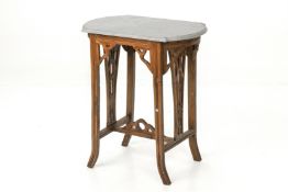 AN ART NOUVEAU STYLE MARBLE TOP SIDE TABLE